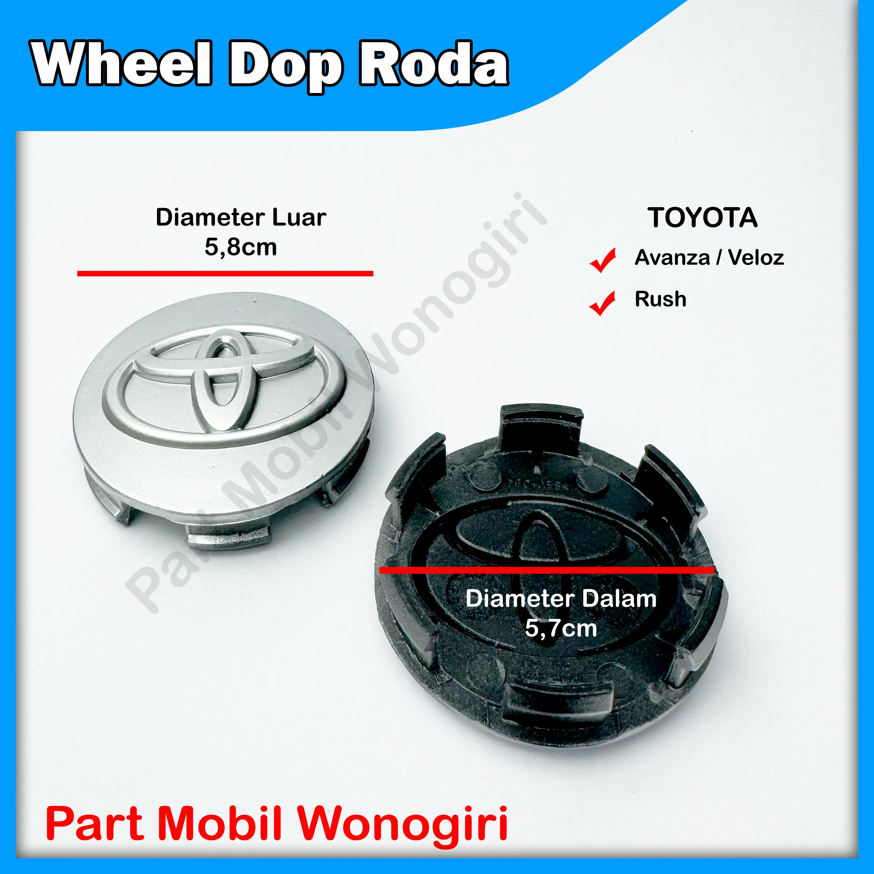 Tutup Roda As Tengah Velg Wheel Dop Toyota Avanza Veloz Toyota Rush 2005 sd 2015