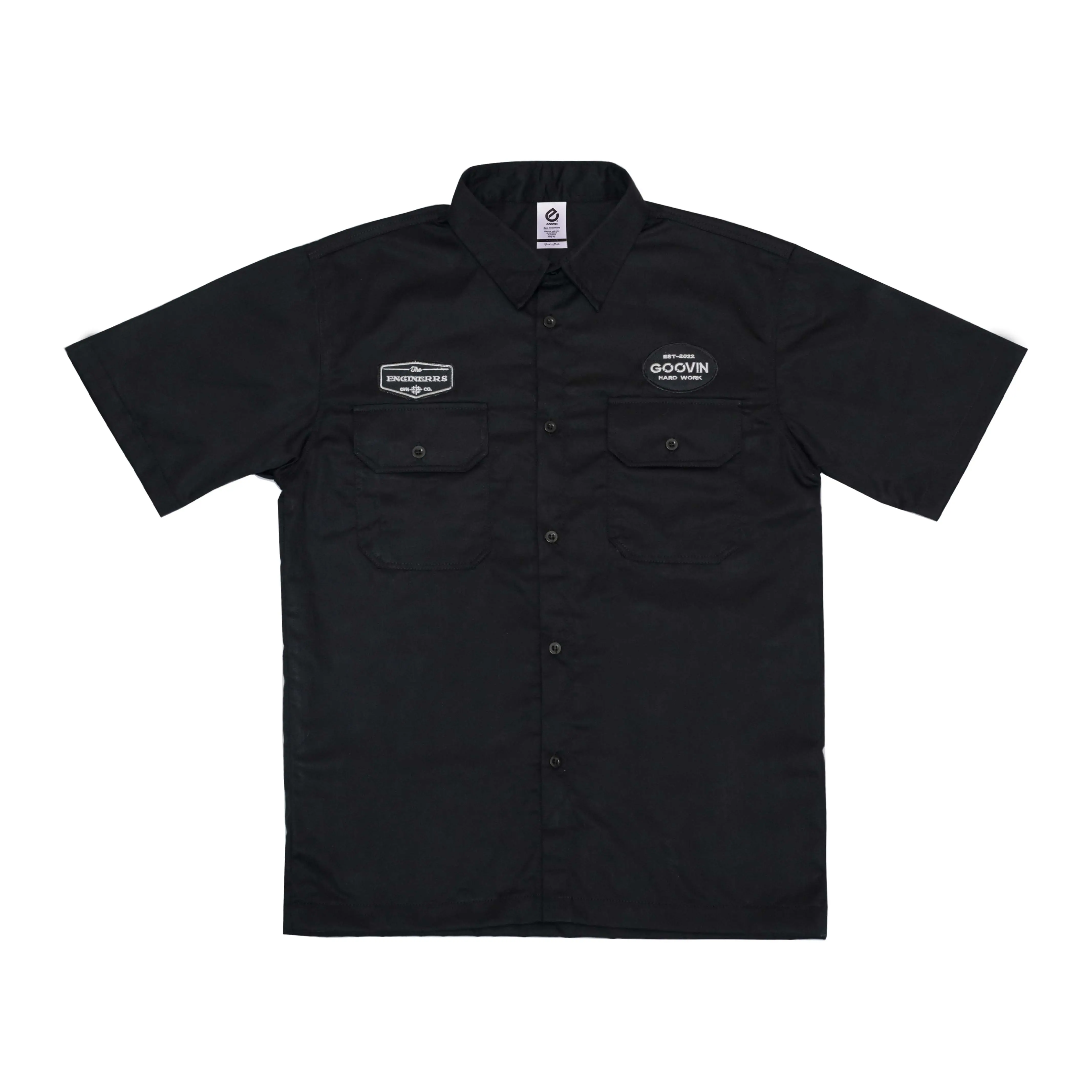 Goovin Work Shirt Kemeja Lengan Pendek Hitam pria