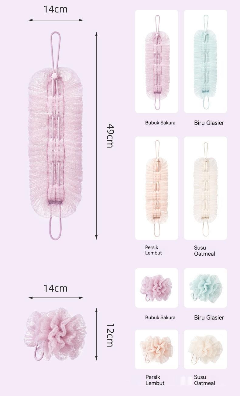 Bola mandi elastis, handuk mandi dua-dalam-satu yang dapat meregangkan punggung, handuk mandi bernilai tinggi untuk menghilangkan lumpur tanpa rasa sakit