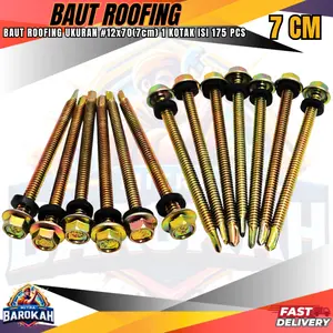 BAUT ROOFING UKURAN 7CM ( 1 KOTAK ISINYA 175PCS ) SKRUP BAJA / BAUT BUAT ATAP / BAUT ROOFING BUAT BISA BUAT PASANG ATAP SPANDEK / ASBES KUALITAS TERBAIK SUPER TAJAM
