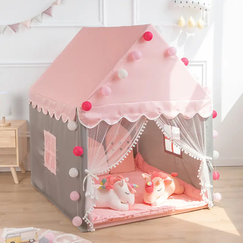 Mainan Tenda Anak Perempuan dalam ruangan Tenda Anak besar Tenda Princess 140 x 100 x 125 Tenda Bermain Indoor Outdoor 2