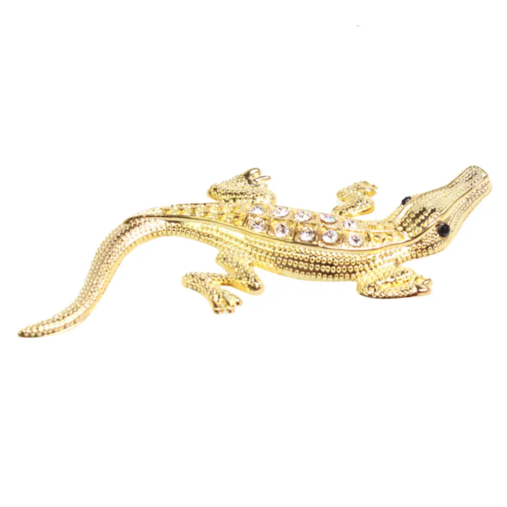 KOE- 3D Metal Crocodile Rhinestones Car Styling Stickers Auto Decals Decorations