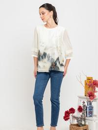 Gambar SISTER'S Blouse - Blus Atasan Wanita Silk Kombi Sifon Y9489 (ZE) - Hijau, M (T2) dari Sisters Fashion Group Kota Administrasi Jakarta Utara 3 Tokopedia