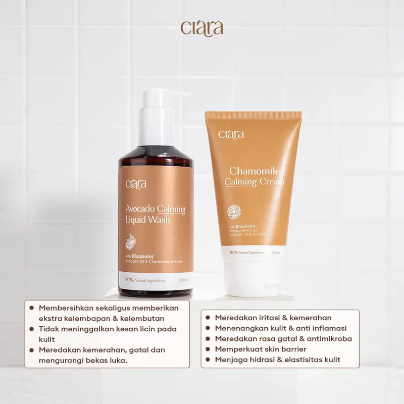 Ciara Avocado Calming Liquid Wash X Chamomile Calming Cream Melembutkan Kulit dan Kulit Gatal 6