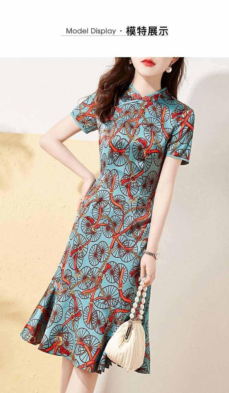 Product Introduction of Modern Cheongsam Dress 2024 Young Style Elegant Daily Style Cut-Bone Cheongsam Summer  New Style Chinese-style Vintage Slim Fit Improved Cheongsam Dress 5