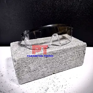 Kacamata las / kaca mata pengaman pelindung mata gurinda gerinda mengebor memaku kayu / safety eye glasses clear bening putih transparan tangkai adjust perlusin