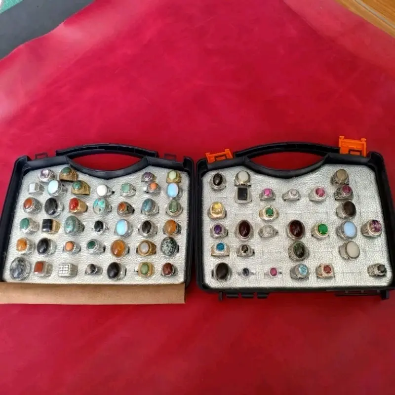 Tas // koper // kotak cincin akik permata isi 78 pcs kulut asli 3
