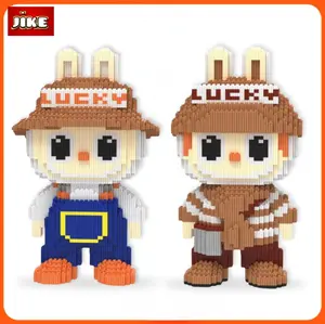 JiKE Nano Blocks Medium Labubu Series 3D Model, Mainan Blok Susun Labubu, Blok Konstruksi DIY