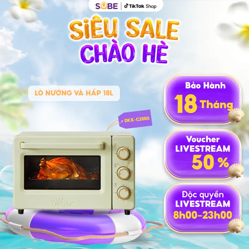 [Tặng Găng Tay Chống Bỏng] Lò Nướng BEAR, Lò Nướng Điện, Lò Nướng Đa Năng, Lò Nướng Thịt Bánh Mì Chống Dính An Toàn 18L DKX-C20R5 0