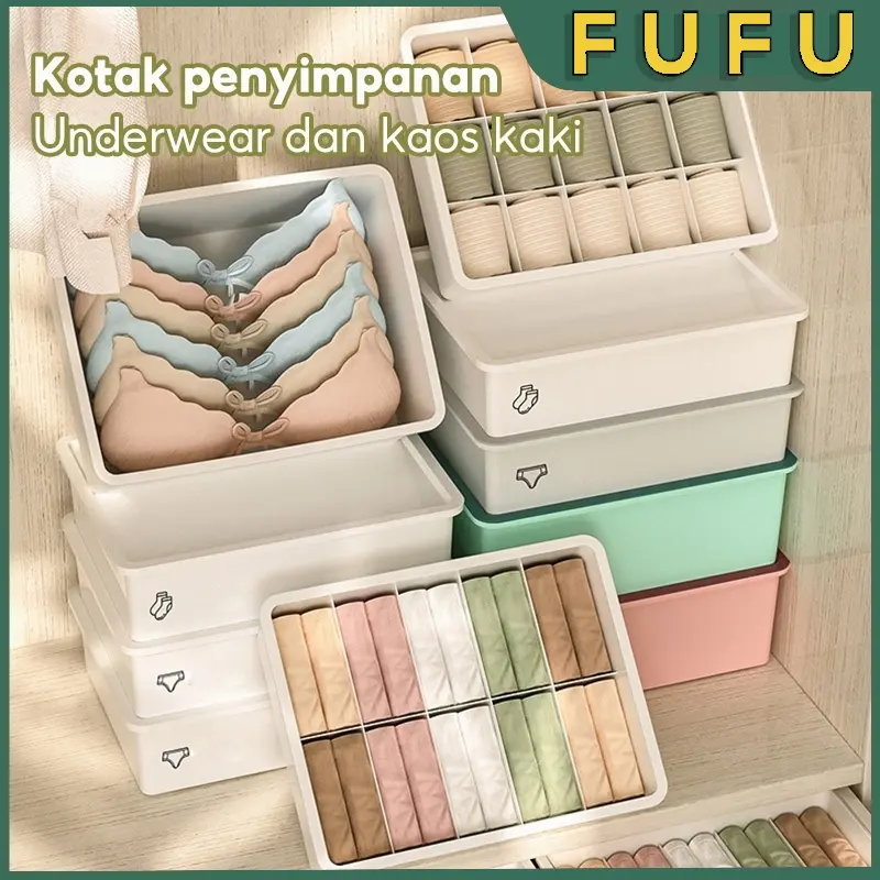 FUFU Storage box / Storage box underwear / penyimpanan underwear / storage box sekat/tempat penyimpanan celana dalam/box baju kotak penyimpanan
