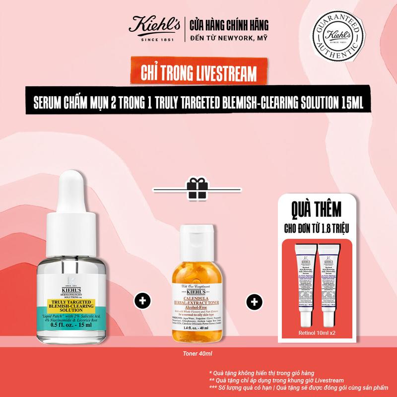 [MEGA SALE 8.8] Serum Chấm Mụn & Dán Mụn Tàng Hình 2 Trong 1 Giúp Dịu Vết Mụn Kiehl's since 1851 Truly Targeted Blemish-Clearing Solution 15ml