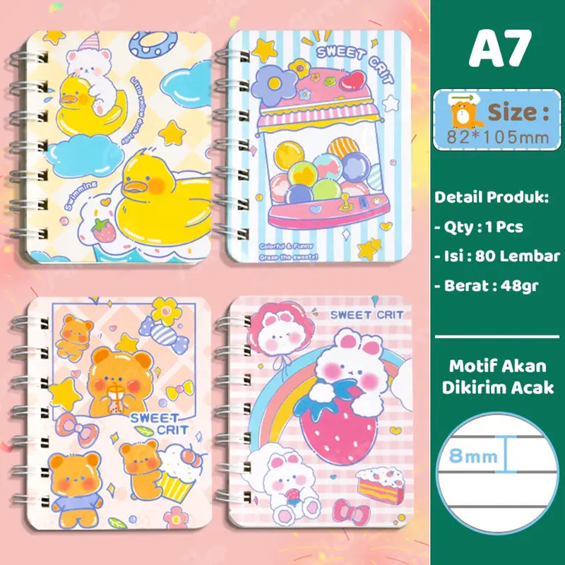 Notebook A7 Buku Kecil Catatan Scrapbook Mini Buku Notes Kecil Alat Tulis Sekolah 1