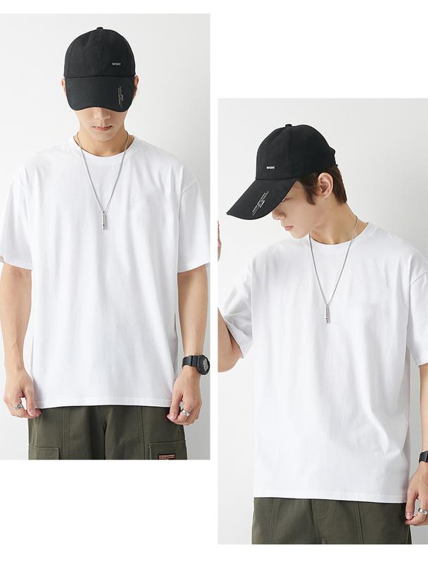 Product Introduction of EDC American Streetwear Heavyweight 230g Short Sleeve T-shirt Unisex Ins Basic Solid Color Undershirt 10
