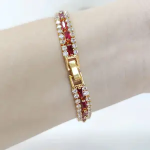 Beli 2 Gratis 1 PerhiasanKita G33 Gelang Rantai dengan Permata Merah aksesories wanita tahan lama anti luntur