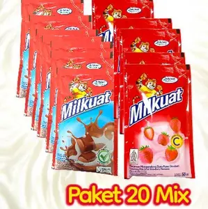 paket 20 pcs MIX milkuat bantal 50ml rasa strawberry & cokelat Susu