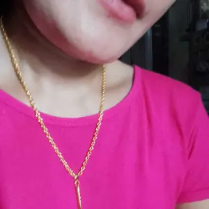 Kalung koin 91 ori anti luntur model nuri polos liontin bambu mewah eleganawet di pakaian sehari hari