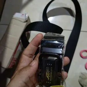 Gesper Ikat Pinggang Pria dan Wanita Canvas Nilon Rel Oval Hitam