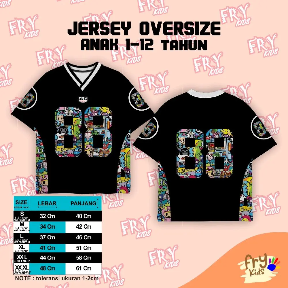 FRY - JERSEY KAOS ANAK OVERSIZE ANGKA / JERSEY VINTAGE RETRO / JERSEY RUGBY / JERSEY HCK /JERSEY NFL Baju Cewe Fashion