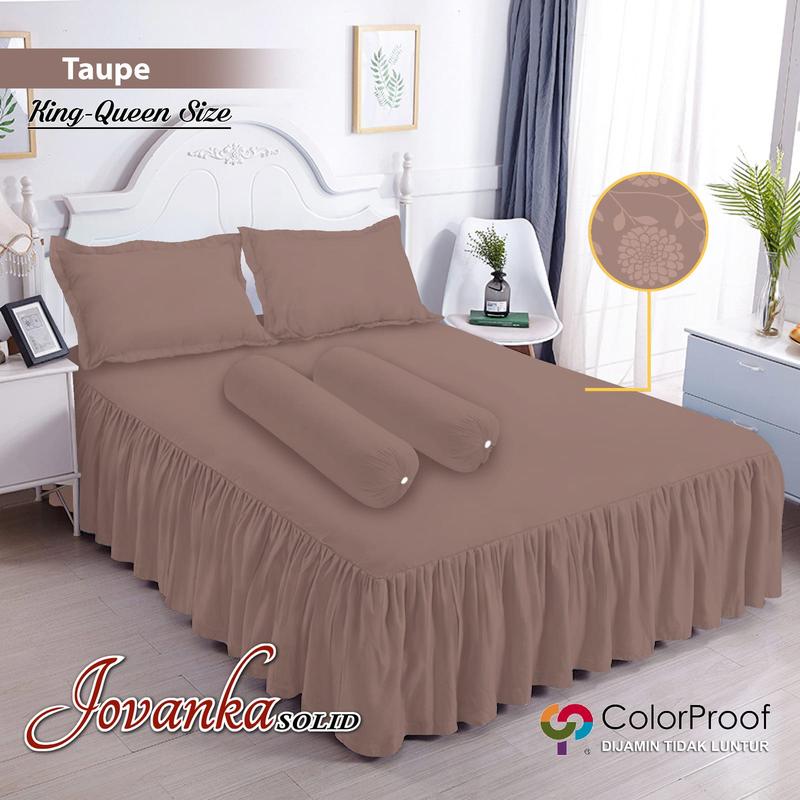 Jovanka Sprei Rumbai Set Polos Emboss Ukuran King 180x200x20 Dan Queen 160x200x20 Untuk Kasur Yang Elegant 2