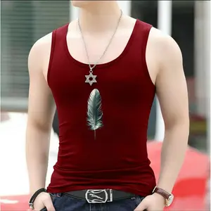 Singlet Pria Dewasa Motif Bulu/Feather  GYM Pria Fashion