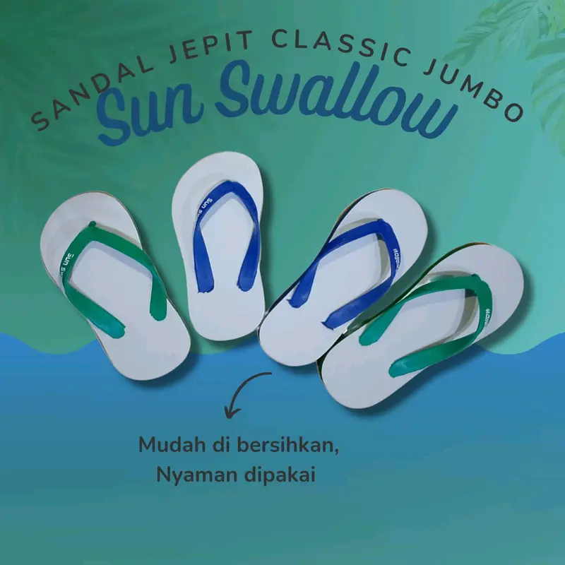 ECERAN SATUAN DAN GROSIR 1/2LUSIN!!! Sandal Sun Swallow Karet Classic Jumbo 11(42) putih red Jepit Pria fleksibel sexy 2