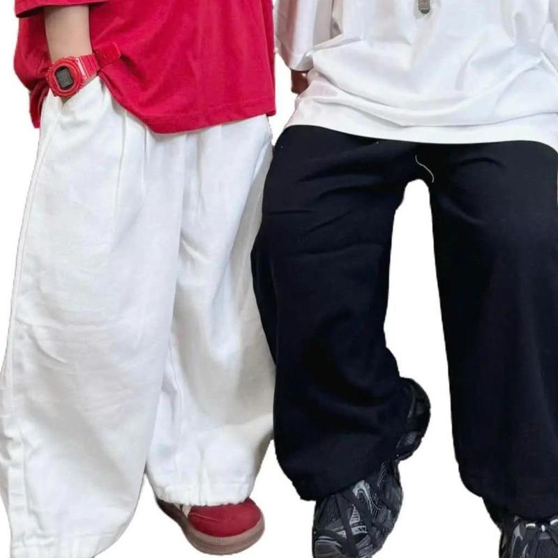   Khách chọn theo chiều cao Quần Dài Kaki Ống Suông Nam Nữ UniSex Trắng Đen Thêu Chữ Sau Túi,Phong Cách Hàn Quốc Cho Bé B0018 