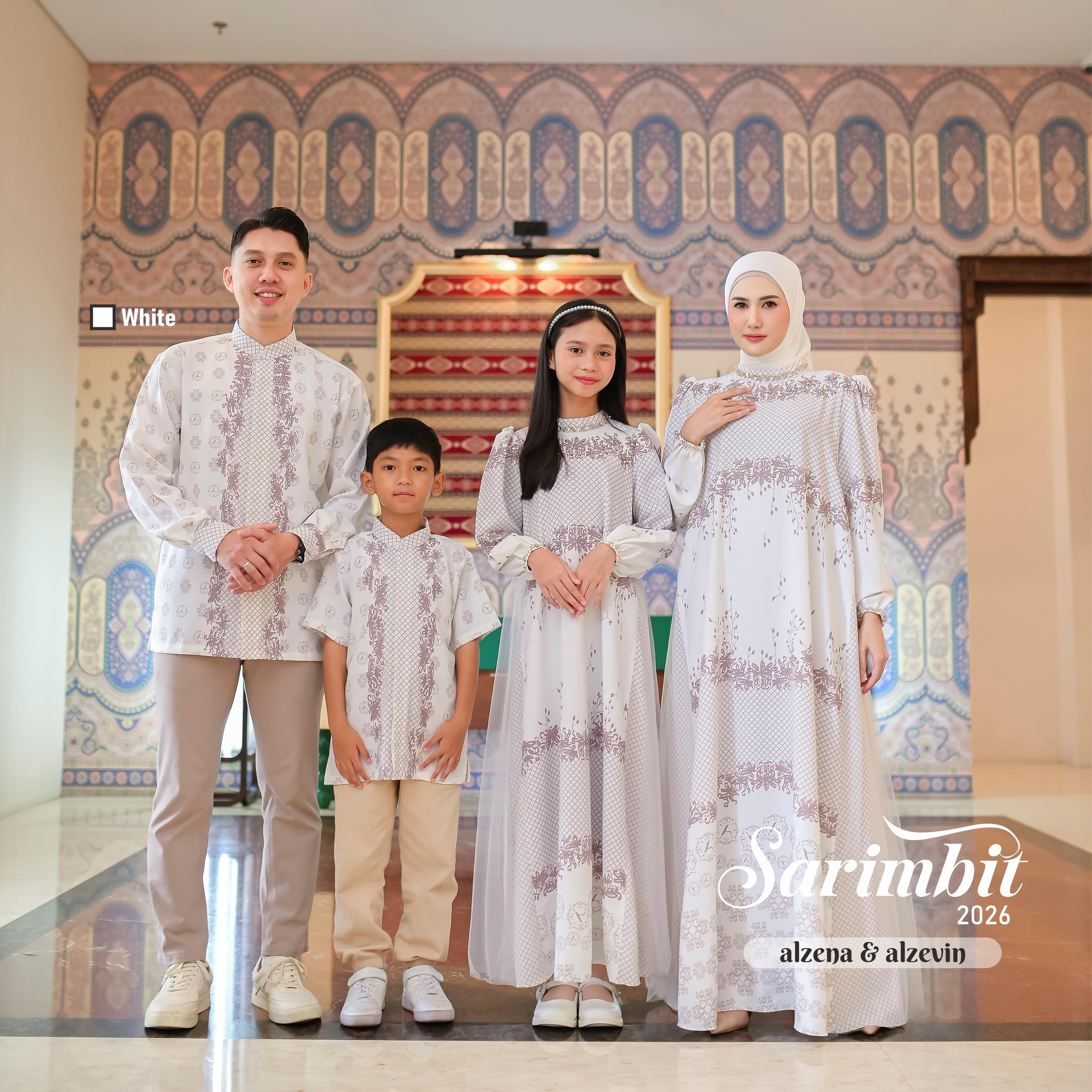 Aisyalina Id Sarimbit Collection Alzena & Alzelvin Kemeja Bahan Katun Tunica Motif Printing Mix Tille Polos Terbaru Sarimbit 2026 Nyaman One Set Family Best seller