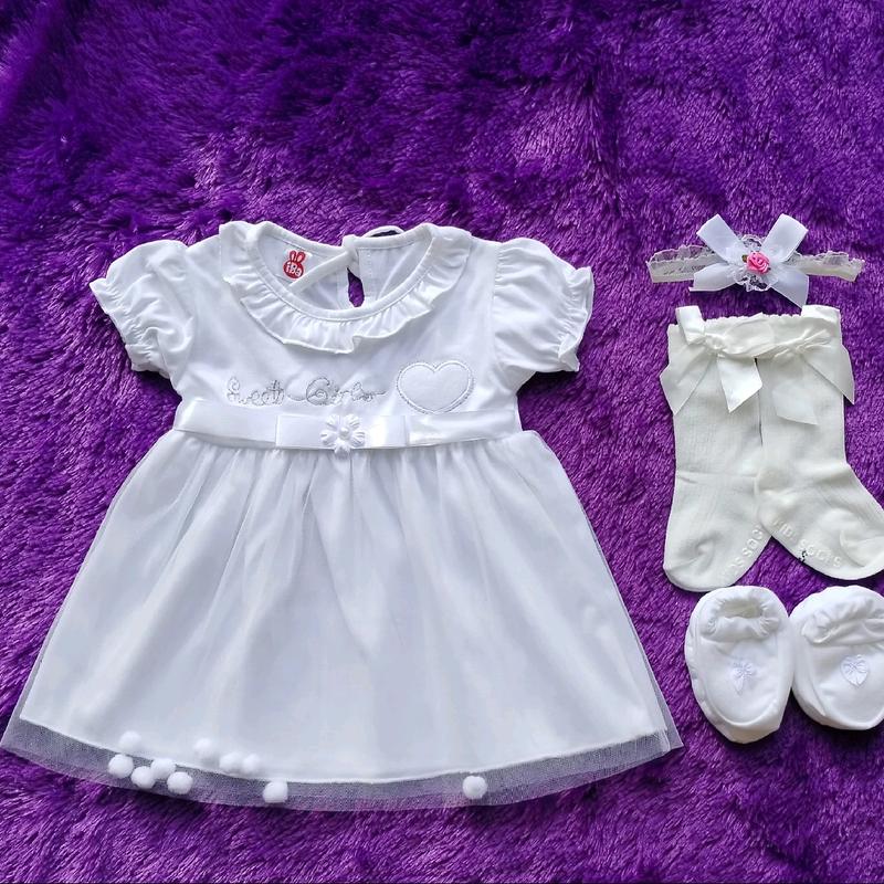 Baju Bayi Perempuan 0-12 Bulan/Dress Bayi Putih/Dress baby 1 Set/Dress+Bandana+Sepatu/Gaun Bayi Viral /Dress Bayi korea/kado bayi nb / Fashion baby/ Parsel/PURPLE BABY 3