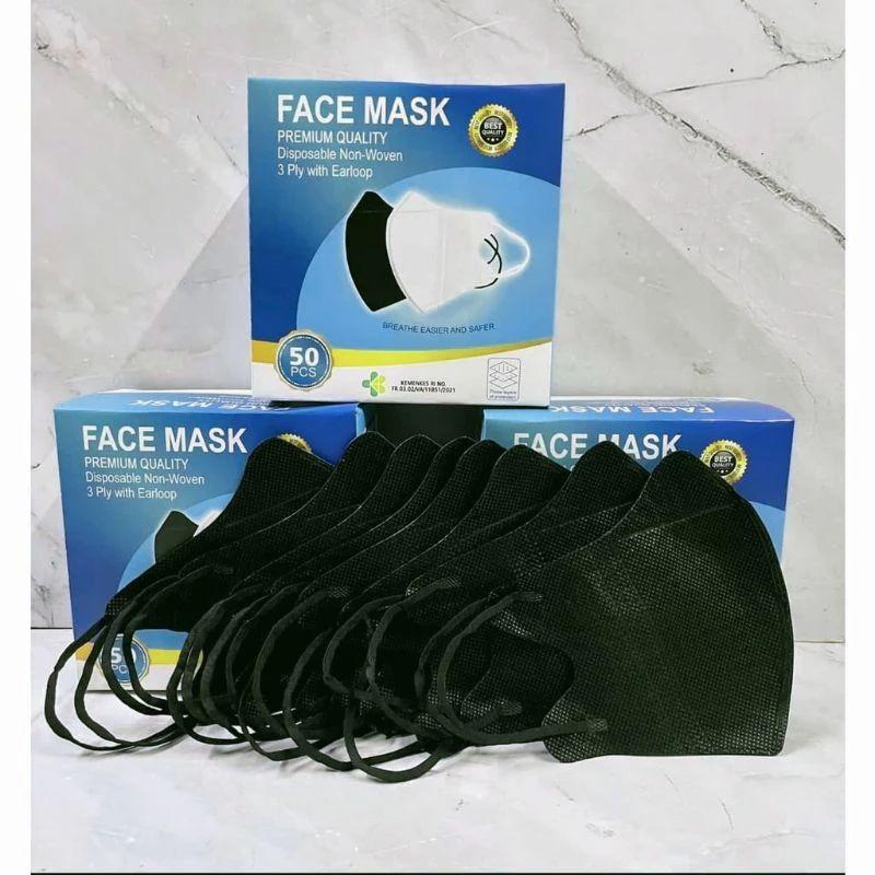 PAKET HEMAT 3 BOX MASKER DUCKBILL HITAM/PUTIH 3 PLY TERLARIS 5