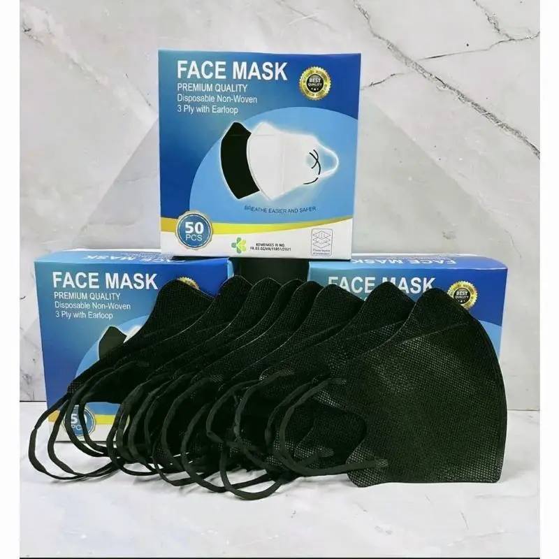 PAKET HEMAT 3 BOX MASKER DUCKBILL HITAM/PUTIH 3 PLY TERLARIS 5