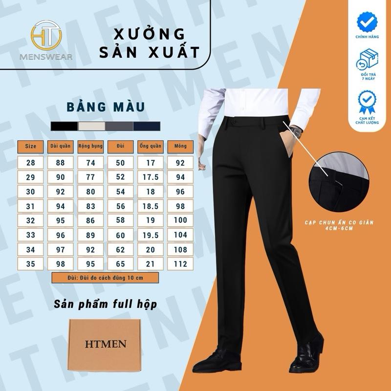 Quần âu vest cạp chun ẩn Luxury HTmen Menswear Pants Jean Chất vải cotton pha sợi spandex quần có độ cứng vừa phải co giãn 4 chiều