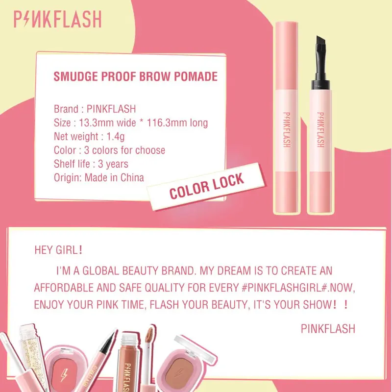 PINKFLASH Eyebrow Pencil Tahan air  Pomade Cream Tahan lama Smudgeproof Quick-drying Shaping COD BPOM 7
