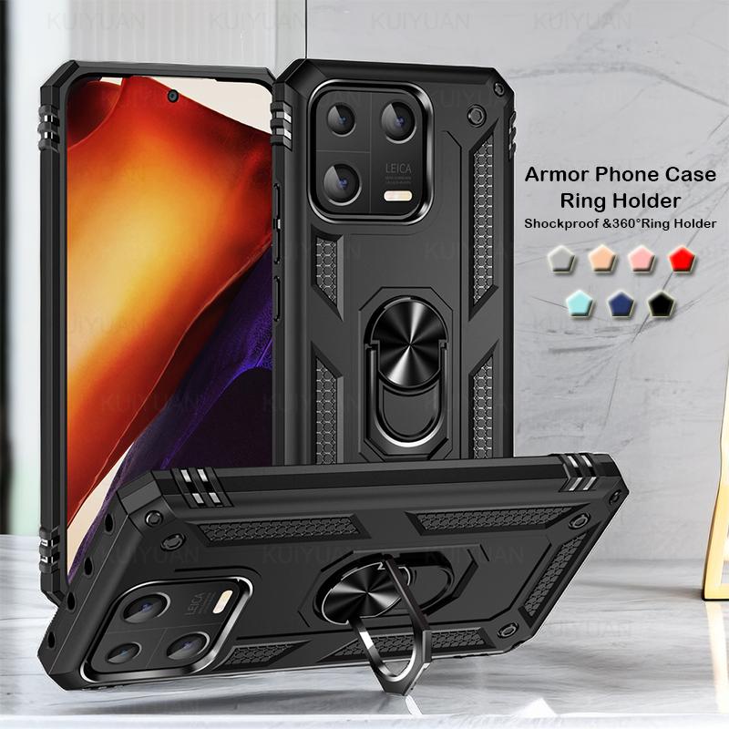 Vỏ chống sốc áo giáp cho Xiaomi Mi 13 Pro giá đỡ nhẫn vỏ silicon mềm Tpu giá đỡ cứng PC vỏ điện thoại