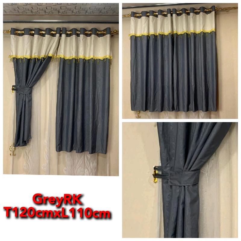 GORDEN JENDELA PENDEK RENDA KRISTAL UKURAN T120XL110 BAHAN KAIN EMBOS POLOS Katun Tali 4