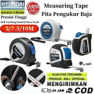 Hyundai 5m/7.5m/10m Meteran Pengukur Kelas Industri Presisi Tinggi Bahan Stainless Steel Tebal Tahan Air Pita Pengukur Baja Tahan Karat COD