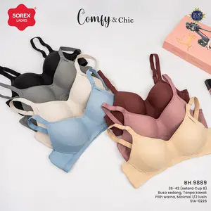 Sorex 9889 Comfy & Chic Daily Bra || isi 1, 2, 3 pcs || Bh Wanita Busa Sedang Cup B 3/4 (Sedang) Tanpa Kawat Kait 3 Adem Halus Lembut Menopang Sempurna