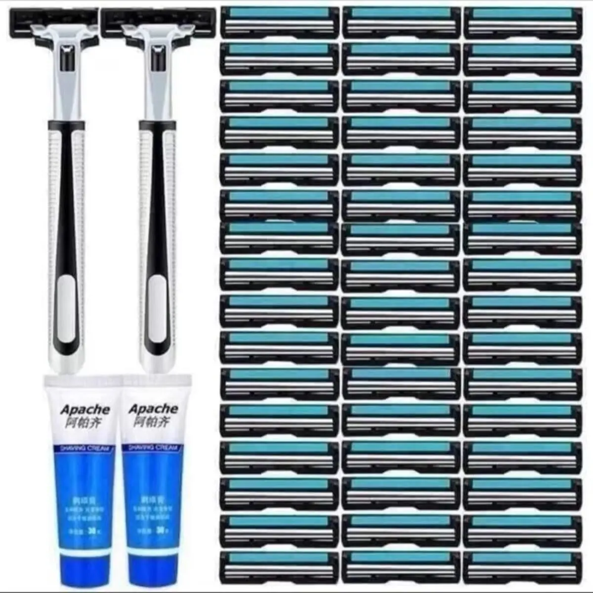Combo 2 Bộ Dao Cạo Râu kèm 72 luoi dao kép tặng kèm 2 tuýp kem cạo râu giúp bạn cạo không đau, sảng khoái
