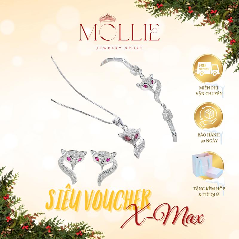  Bộ Trang Sức Hồ Ly Đính Đá Mắt Đỏ – Dây Chuyền Bông Tai Khuyên Tai Tượng Trưng Tình Duyên & Tài Lộc Titan xi bạc 