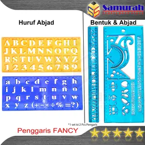 [Kado Akhir Tahun] Penggaris Fancy Cetak Bentuk Huruf Abjad 20 cm / Garisan Template Full Alfabet 30 cm