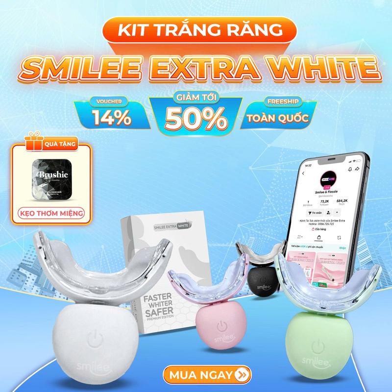 Smilee Extra White - Bộ kit hỗ trợ làm trắng răng tại nhà gồm 3 bút gel làm trắng - Duy trì độ trắng lên đến 8 tháng tuỳ cơ địa - Hàng chính hãng - Tặng 1 kẹo ngậm vị coca