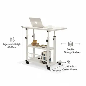 Meja Kerja Lipat Belajar Laptop Komputer Stand Lipat Minimalis Desk Rak Furniture Roda kasur serbaguna