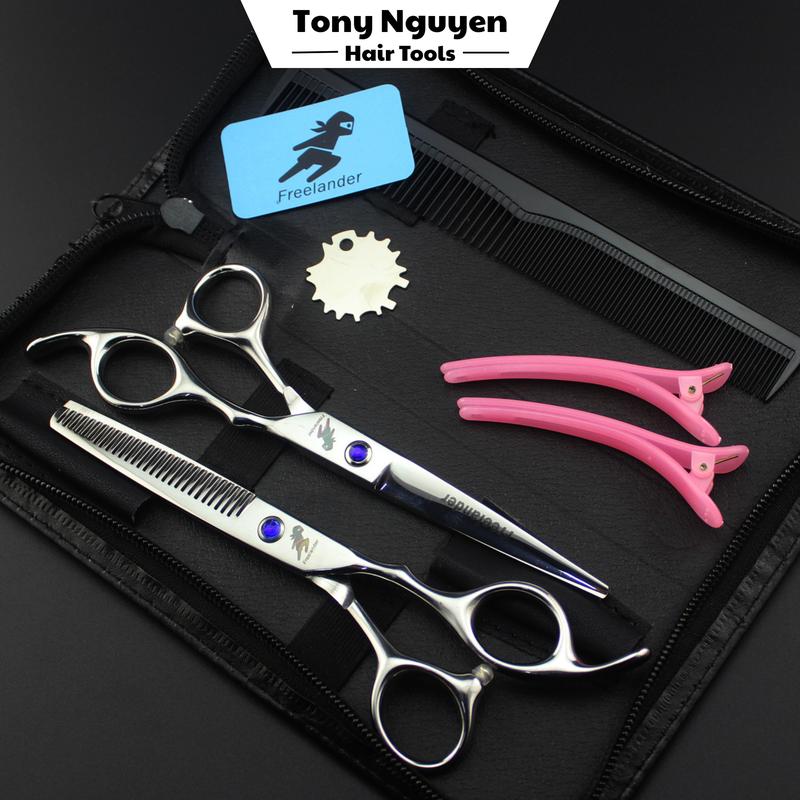Bộ Kéo Cắt Kéo Tỉa Freelander Vít Xanh Cắt Tóc Dành Cho Học Viên Giá Rẻ