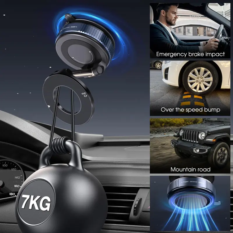 Soporte magnético de succión al aspiradora, Envío de placa magnética anular plegable y retráctil manos libres con ventosa para coche, gimnasio, espejo, superficie lisa, compatible con iPhone Android y todos los teléfonos - Foto 12