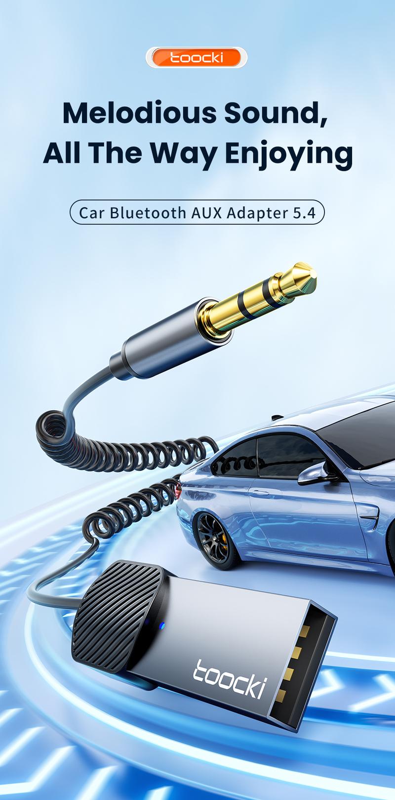Product Introduction of Toocki Bluetooth Receiver 5.4 For Car Wireless Receiver USB to 3.5mm Jack Aux Audio Wireless Adapter Car Kit Speaker Transmitter 44