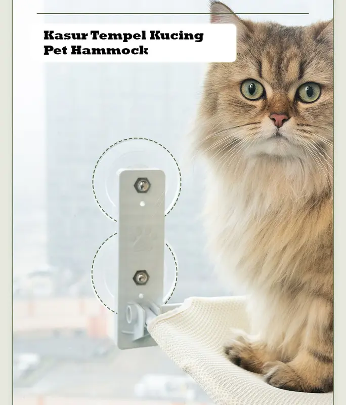 Kasur santai Kucing di jendela tempel bisa dilipat Pet Hammock Foldable Window Sleep cat 4