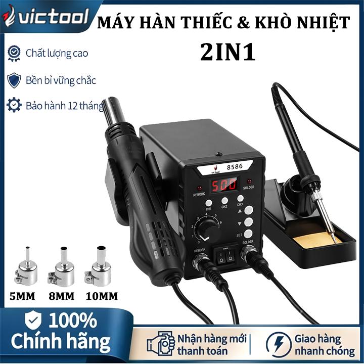  【Trạm Hàn Đa Năng 8586 Victool Máy Hàn Thiếc & Khò Nhiệt 2in1 780W Trạm hàn thiếc,máy khò nhiệt,máy khò hàn,trạm hàn thiếc có led hiể,Màn OLED Điều Chỉnh Nhiệt Chính Xác 