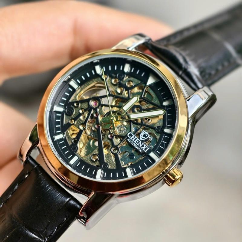 [LUM WATCH]  Đồng Hồ Cơ Dây Da Chính Hãng Chenxi Cao Cấp 666, Tặng Hộp Xịn - Bảo Hành Chính Hãng 12 Tháng