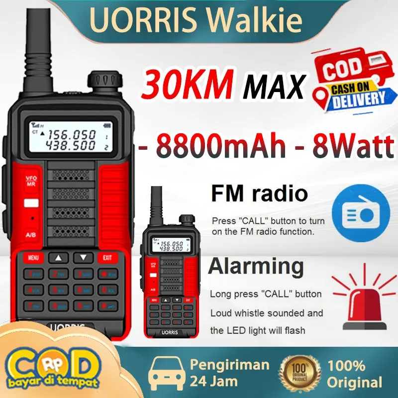 HT Walkie Talkie Jarak Jauh UV-10R 8Watt 8800mAh Handy Talky Waterproof Multifungsi 30 km(Max) Long Portable Dua Band Two Way Radio USB Charging
