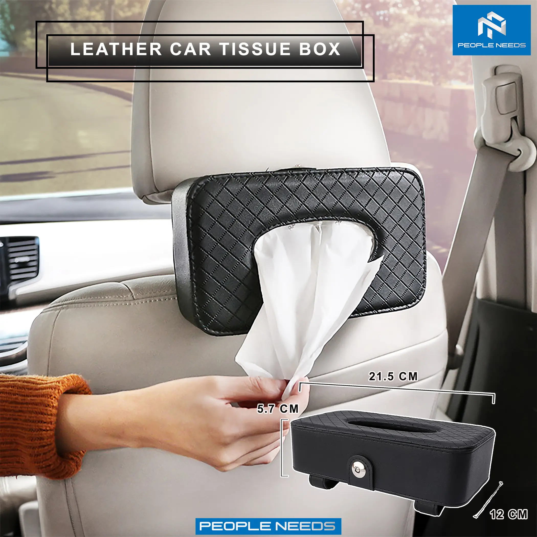 Tempat Tissue Mobil Model Jepit Sun Visor Kursi Mobil Kapasitas Besar Material Kulit Car