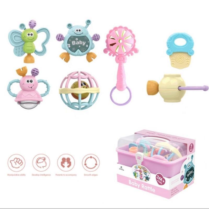 Baby Teether Rattle Teething 7PC Kit Mainan Gigitan Bayi Gigitan Bayi Teether Mainan Bayi 6 Bulan L324